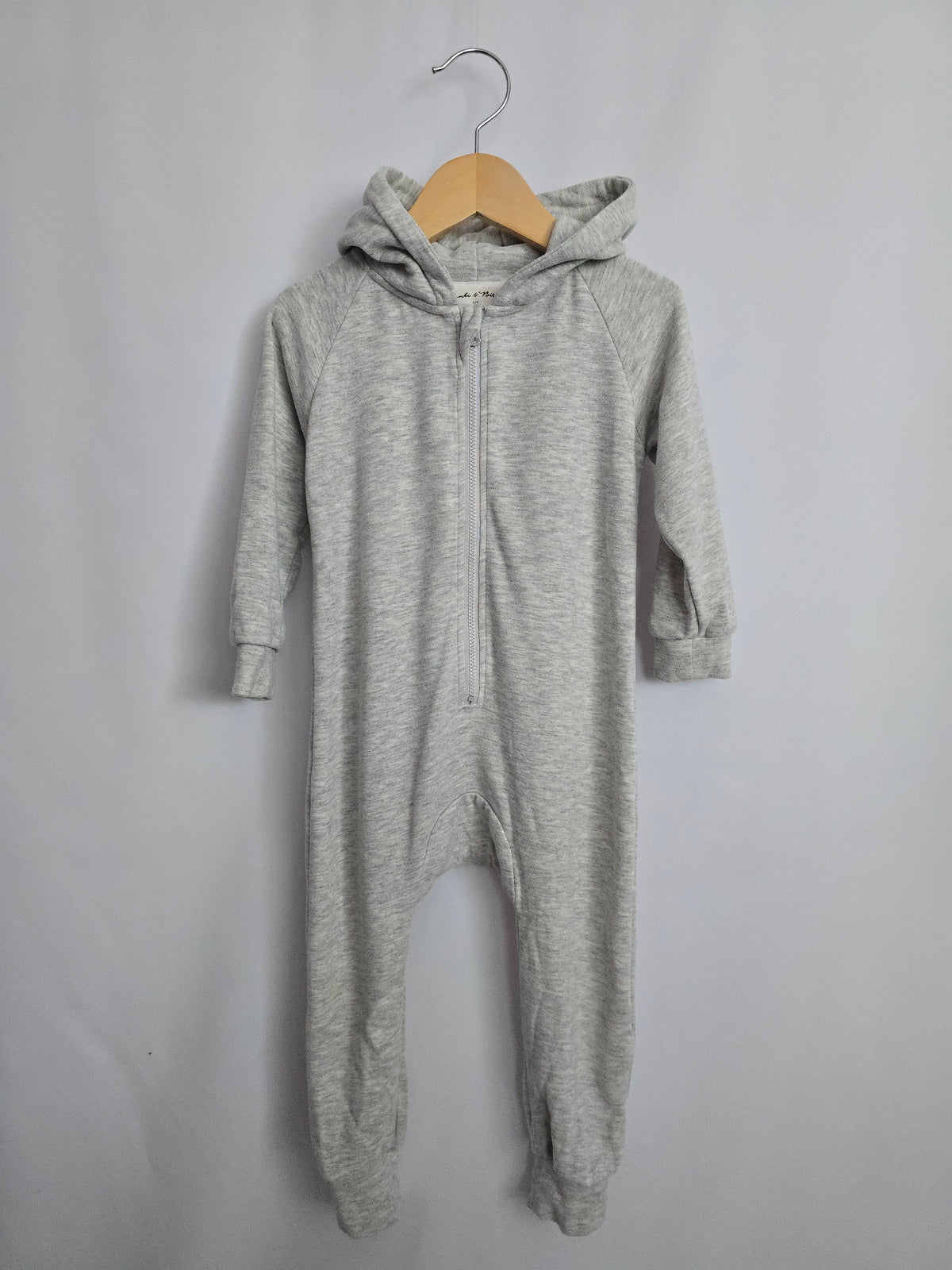 PLAY Bambi & Birdie Grey Hoodie Romper • 2-3 years