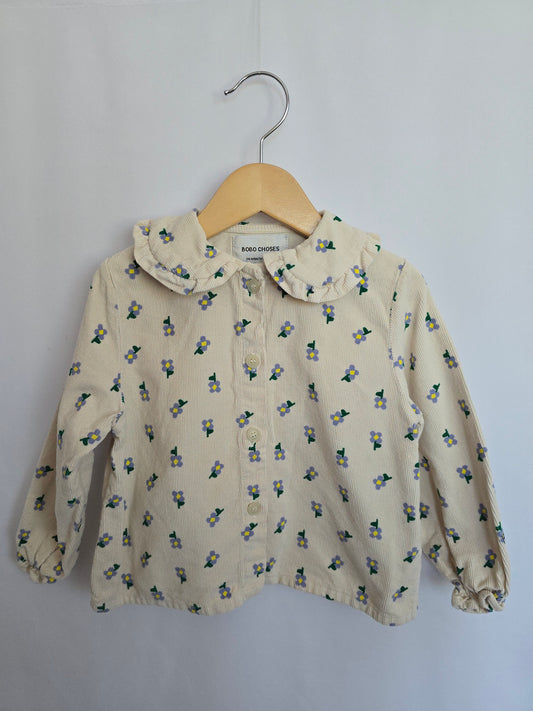 Bobo Choses Baby Pansy Floral Cord Collared Blouse (2) • 24 months