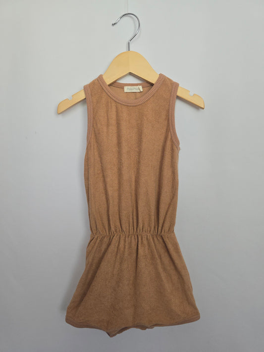 Phil & Phae Organic Cotton Terracotta Shortie Romper • 2 years