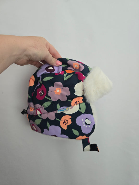 Jan & Jul Floral Lined Water Repellent Trapper Hat • Large 2-5 years