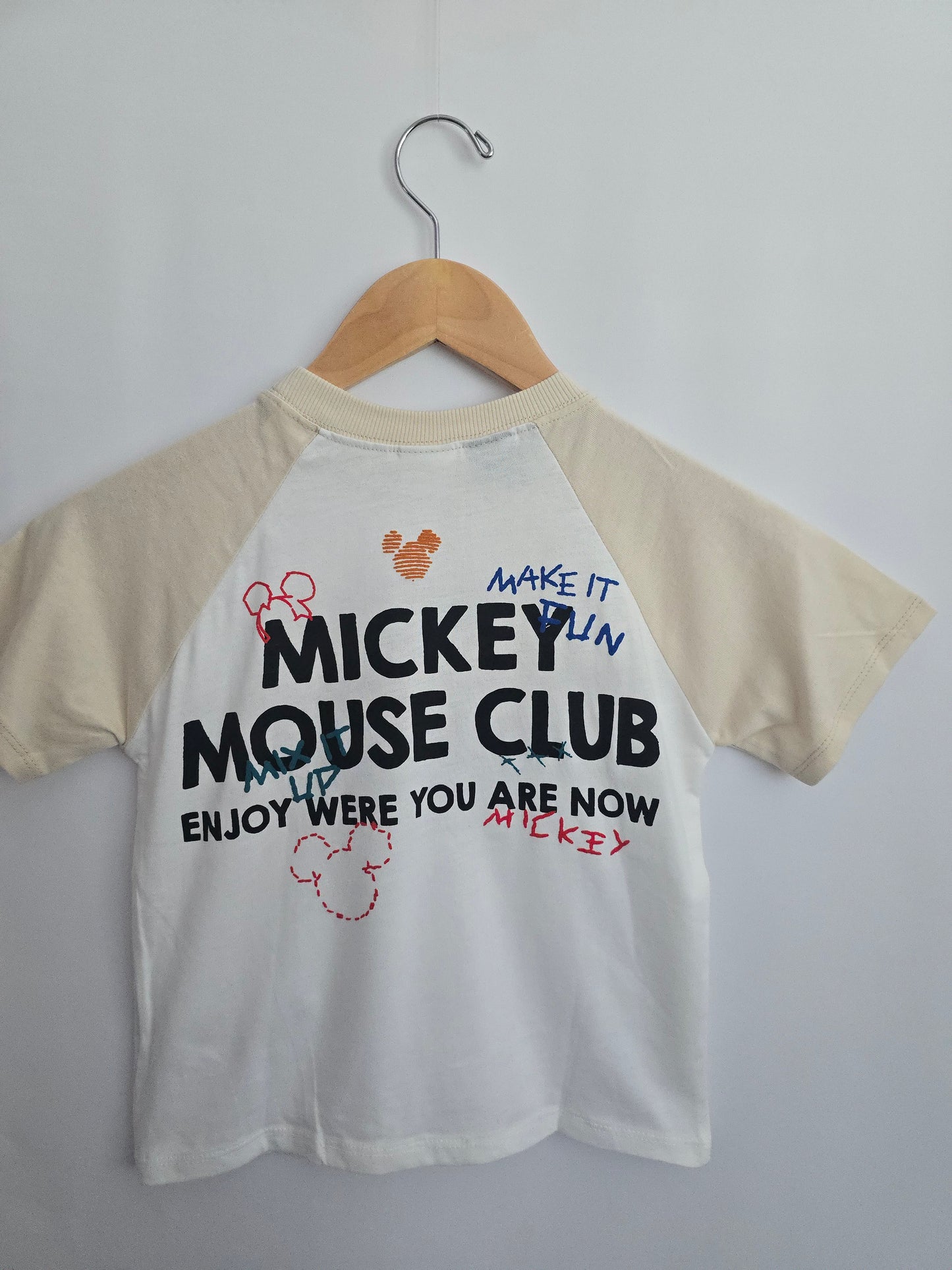 Zara Mickey Mouse Club Raglan Tee • 5 years