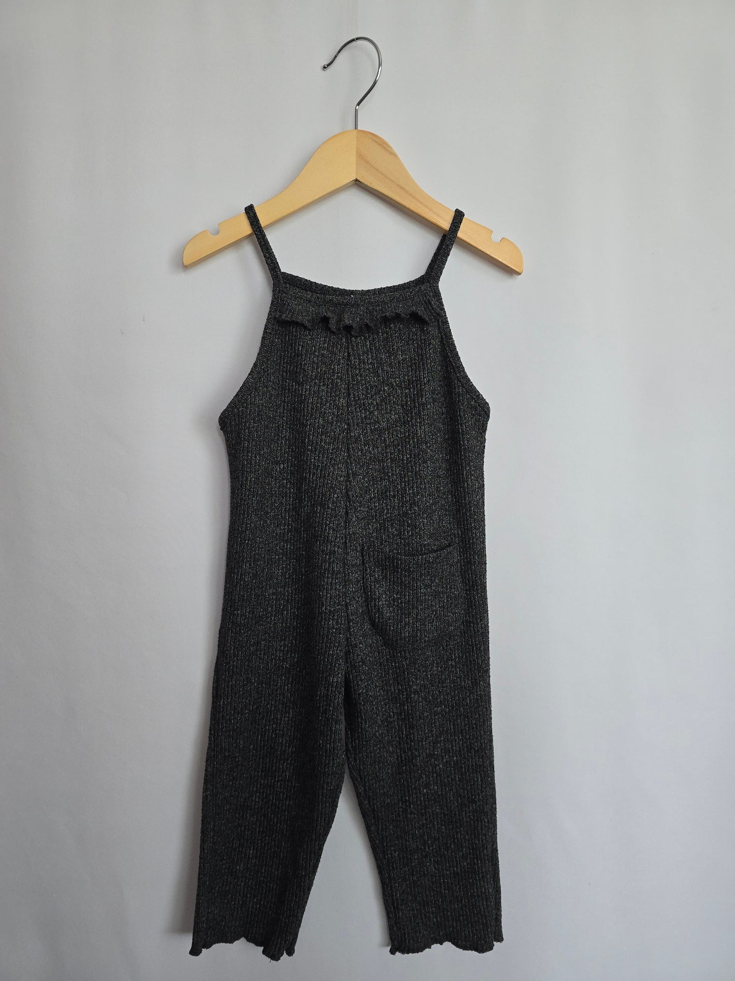 Zara Dark Grey Ribbed Romper • 18-24 months