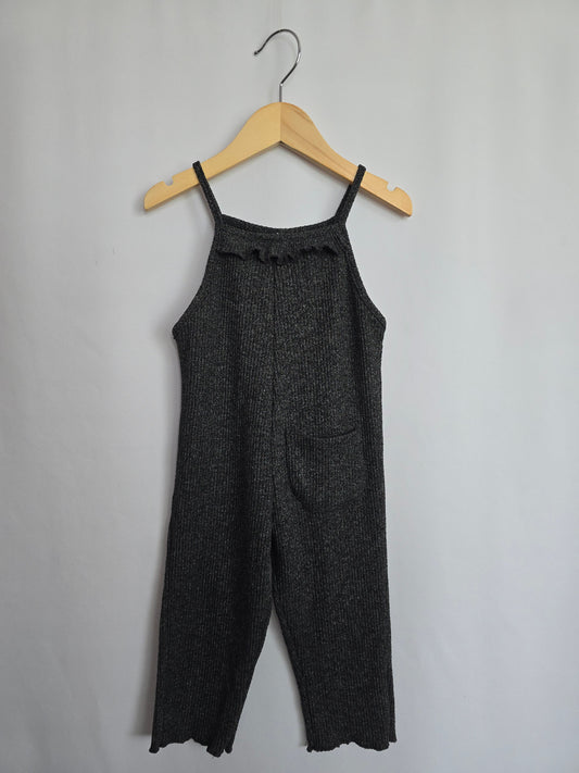 Zara Dark Grey Ribbed Romper • 18-24 months