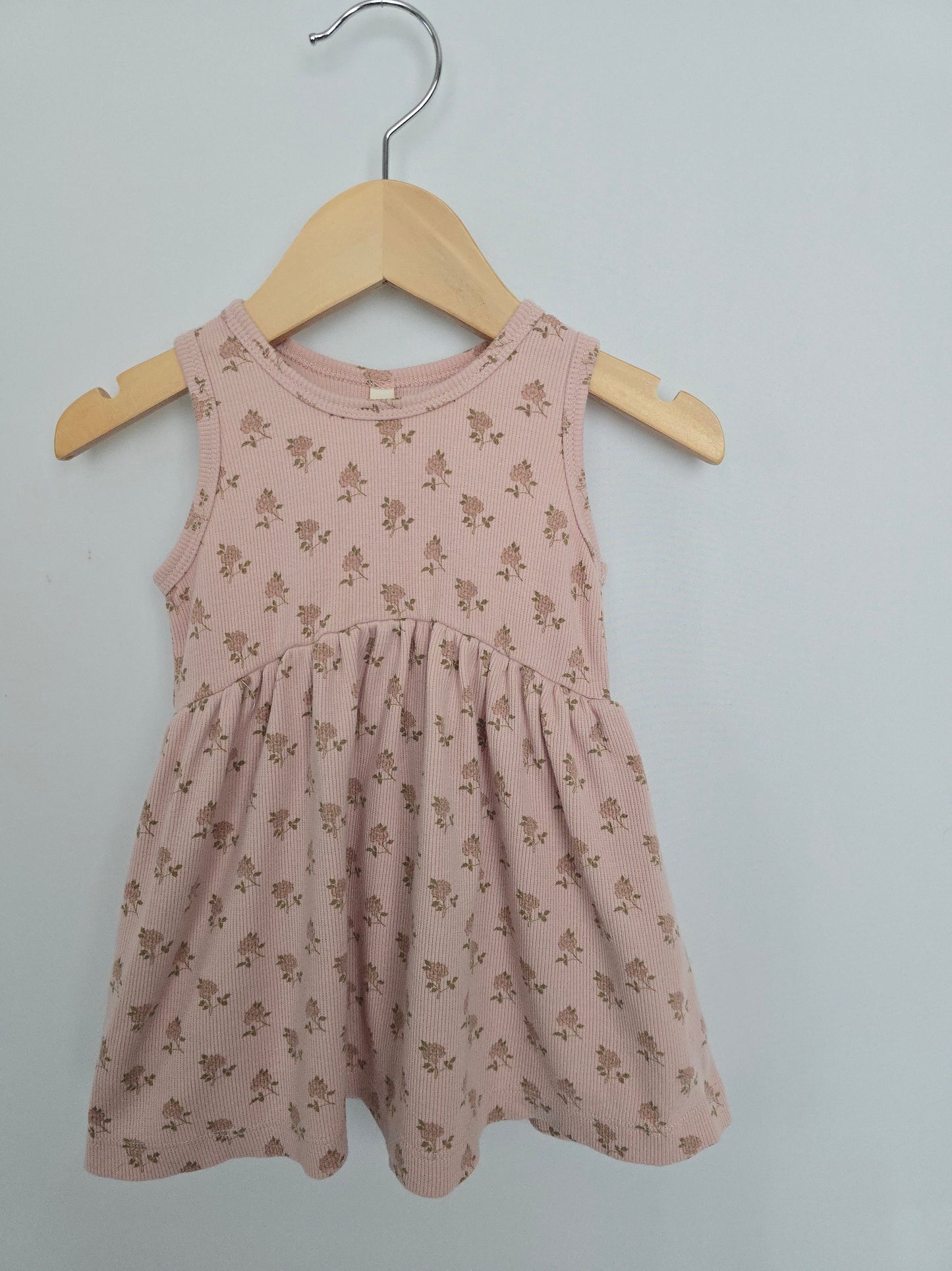 Quincy Mae Organic Cotton Blush Floral Dress & Bloomers • 12-18 months