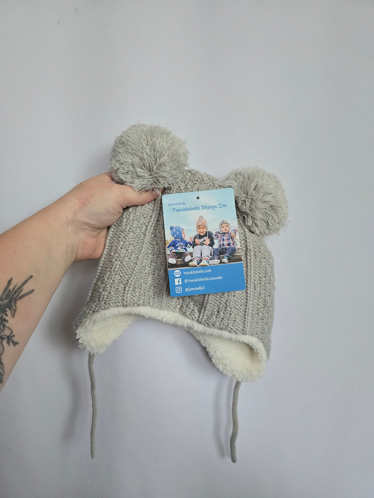 NEW Jan & Jul Grey Bear Beanie • Medium 6-24 months