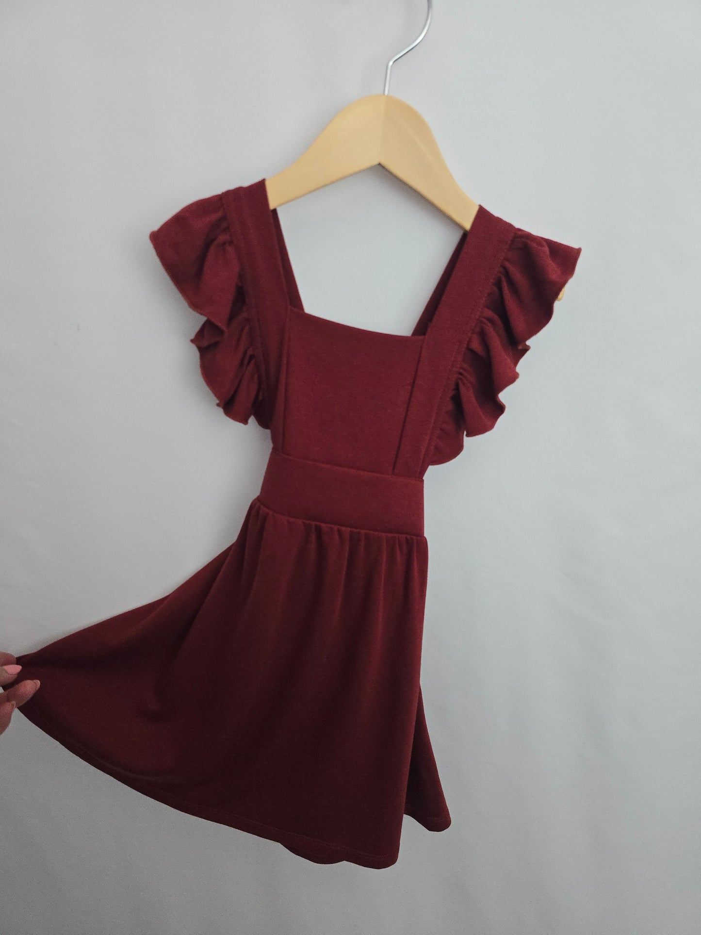 Zara Cranberry Ruffle Pinafore • 12-18 months