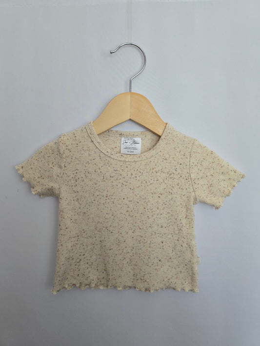 Jax & Lennon Oat Speckle Lettuce Hem Tee • 6-12 months