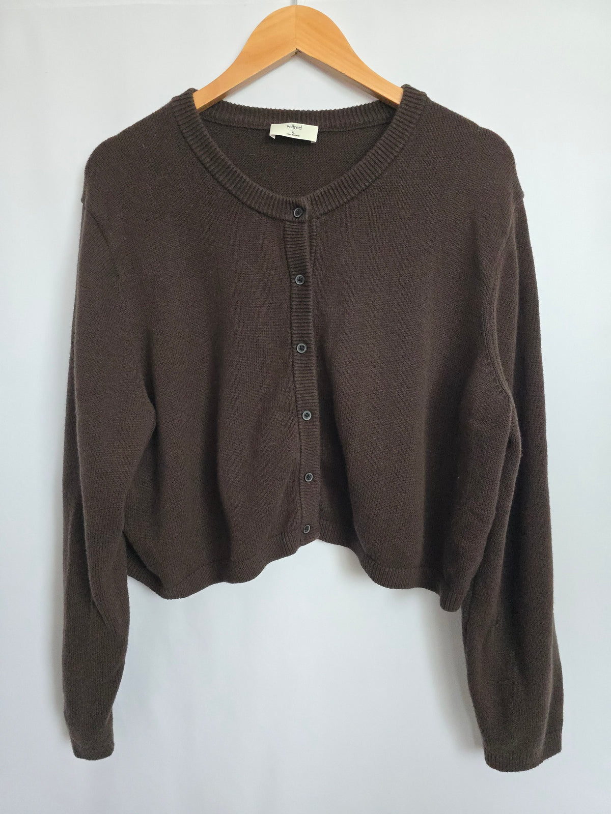 Wilfred Espresso Wool Blend Cardigan • X-Large