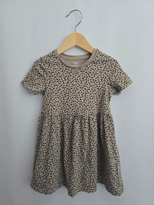 M&S Beige Leopard Dress • 3-4 years