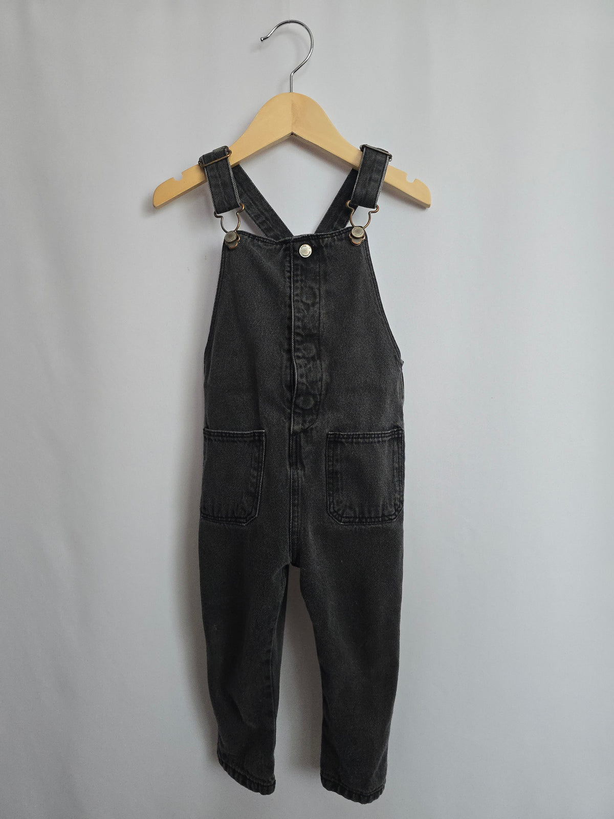 Zara Black Wash Denim Overalls • 18-24 months
