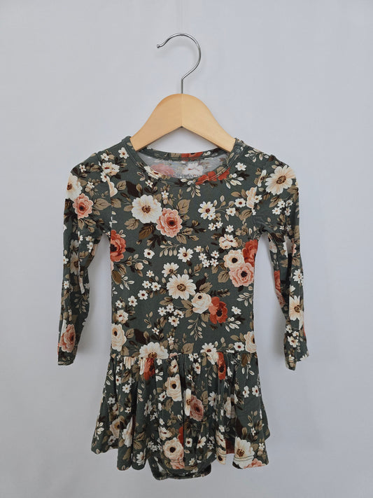 Posh Peanut Autumn Floral Twirl Bodysuit • 18-24 months