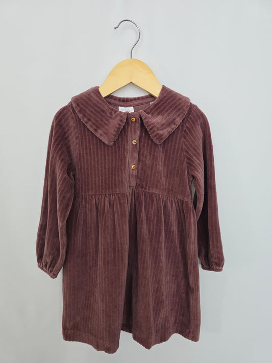 Zara Dusty Plum Cord Fancy Dress • 3-4 years