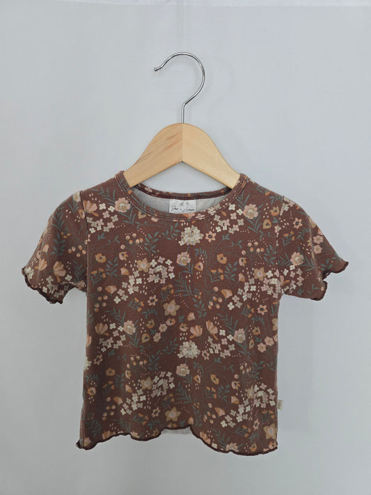 Jax & Lennon Autumn Floral Lettuce Hem Tee • 3-4 years