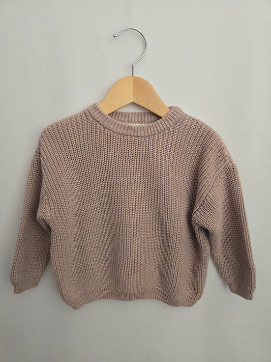 Holde Dusty Rose Chunky Knit Sweater • 9-12 months