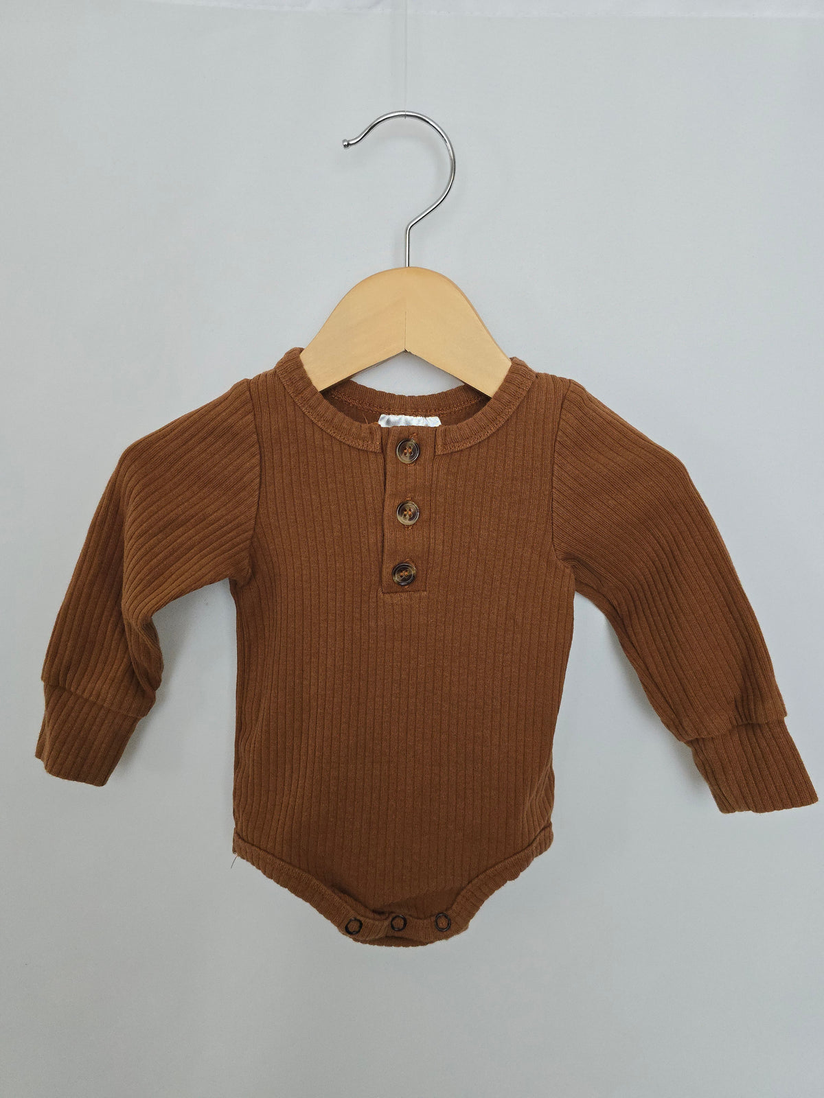 Fellow Human Caramel Ribbed Bodysuit • 3-6 months
