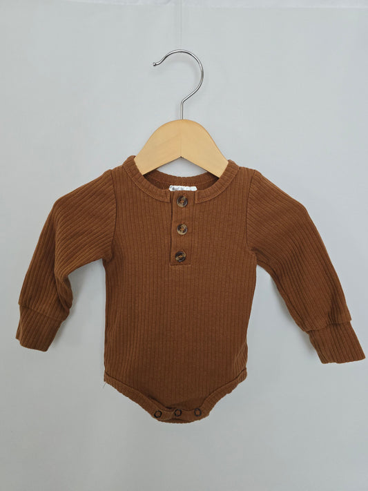 Fellow Human Caramel Ribbed Bodysuit • 3-6 months