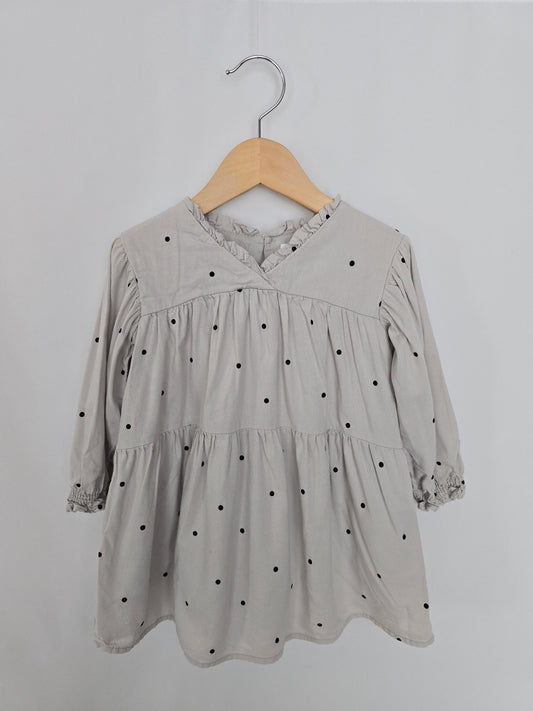 Zara Polkadot Viscose/Cotton Blend Dress • 2-3 years