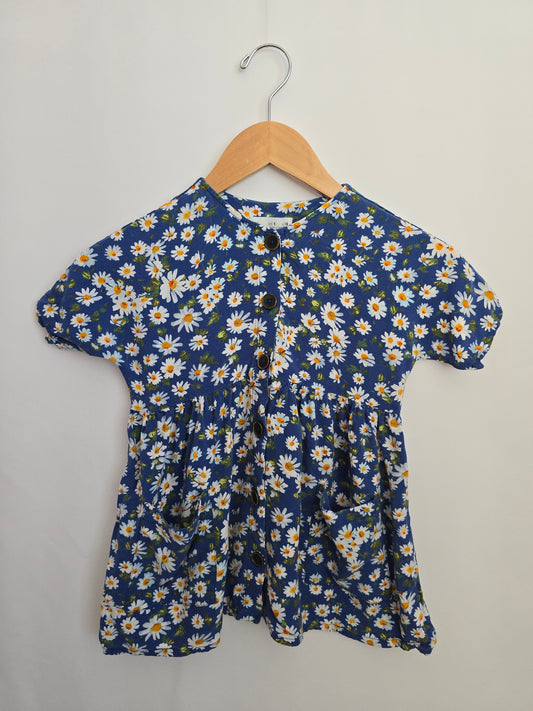 Zara Blue Daisy Button Down Dress • 5 years