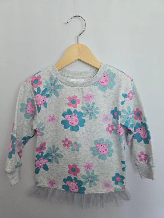 Peppa Pig Crewneck with Tulle Ruffle • 2 years