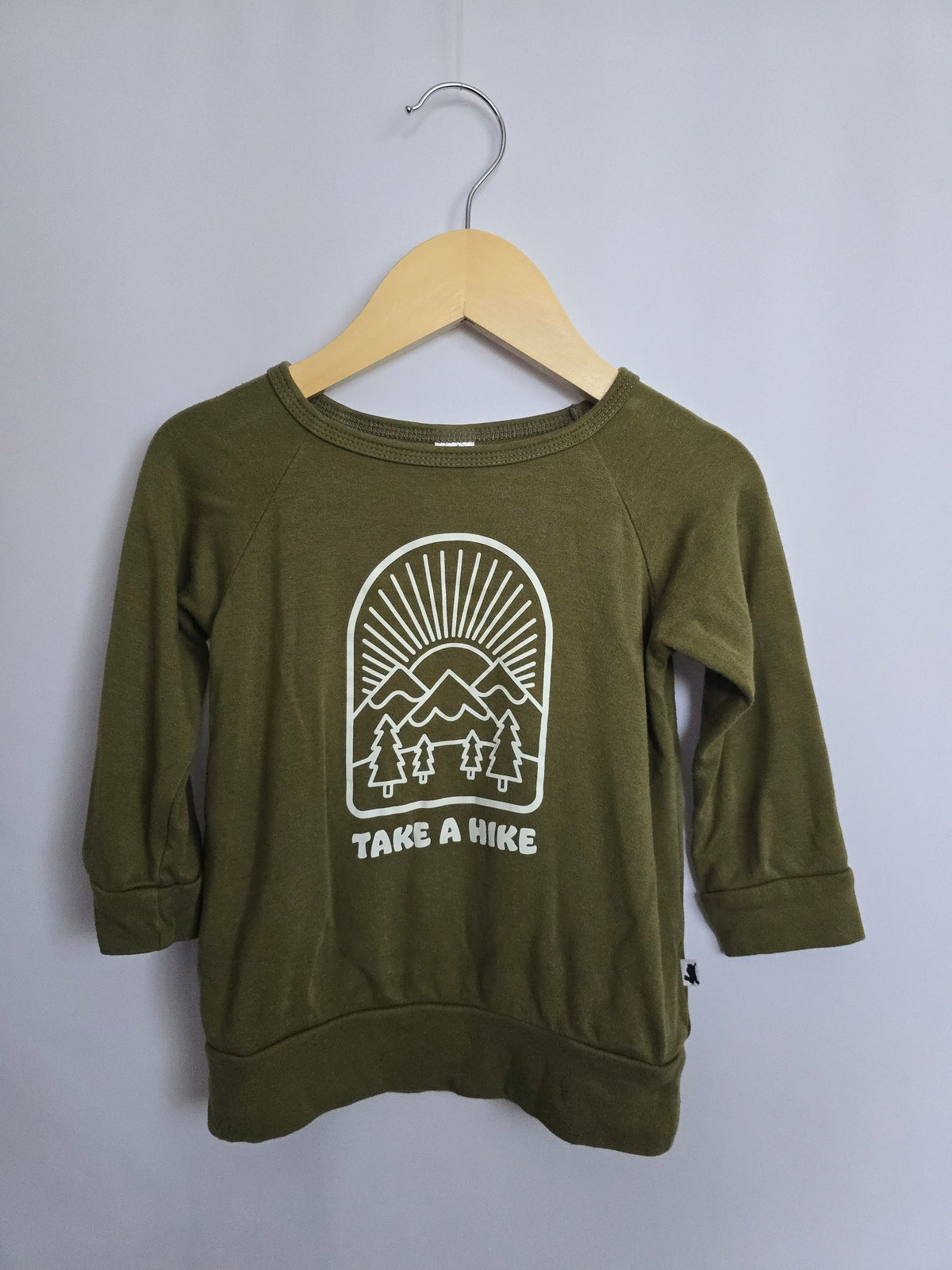 Little & Lively Olive Take a Hike Crewneck • 1-2 years