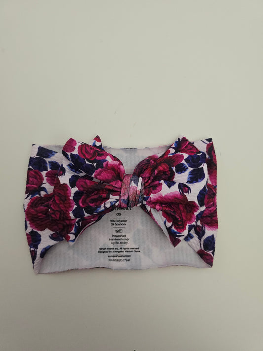 Posh Peanut Pink/Purple Floral Large Bow Headband