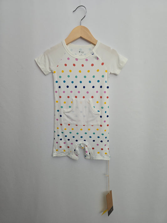 NEW Kyte Rainbow Polkadot Shortie Romper • 2 years