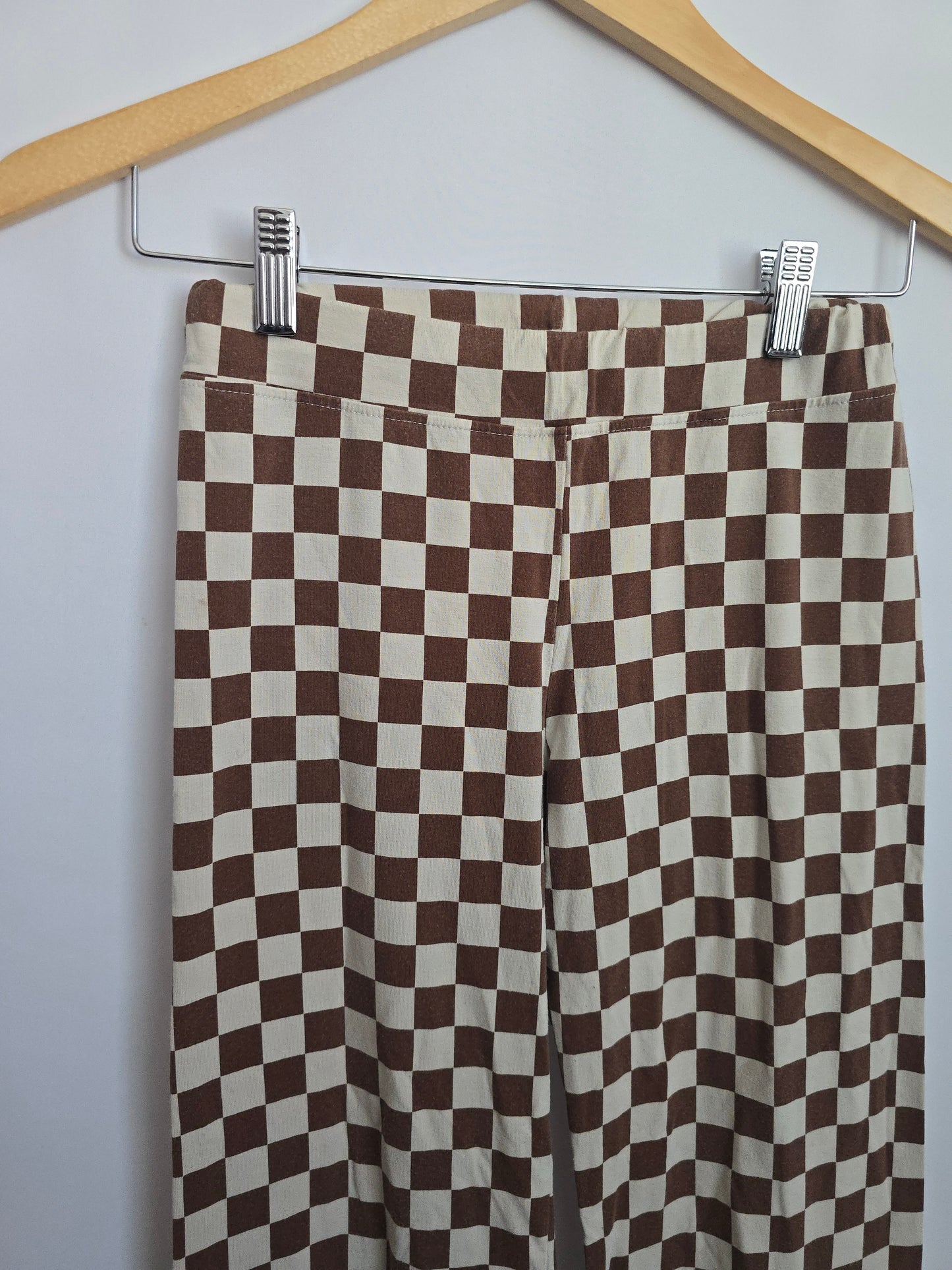 PLAY Jax & Lennon Cocoa Checkered Lettuce Hem Pants • Youth X-Large 13-14 years