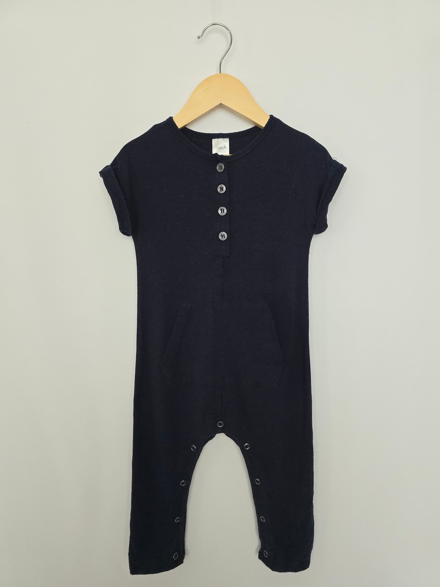 Smash & Tess Navy Tee Snap Romper • 2T