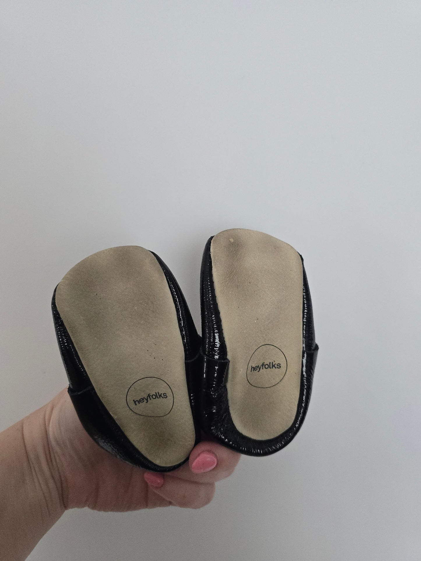PLAY Heyfolks Shiny Black Soft Sole Shoes • 3C