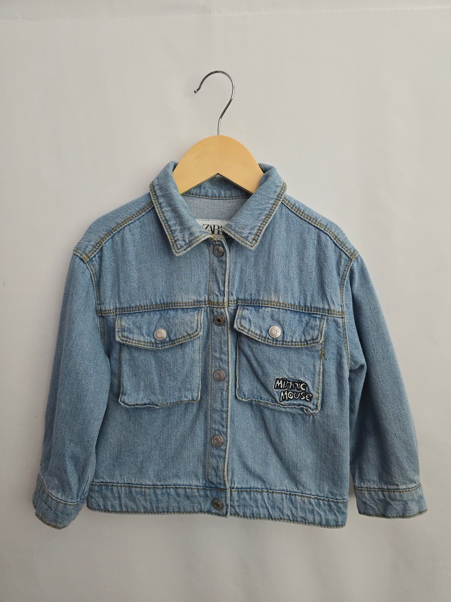 Zara Light Wash Minnie Denim Jacket • 3-4 years