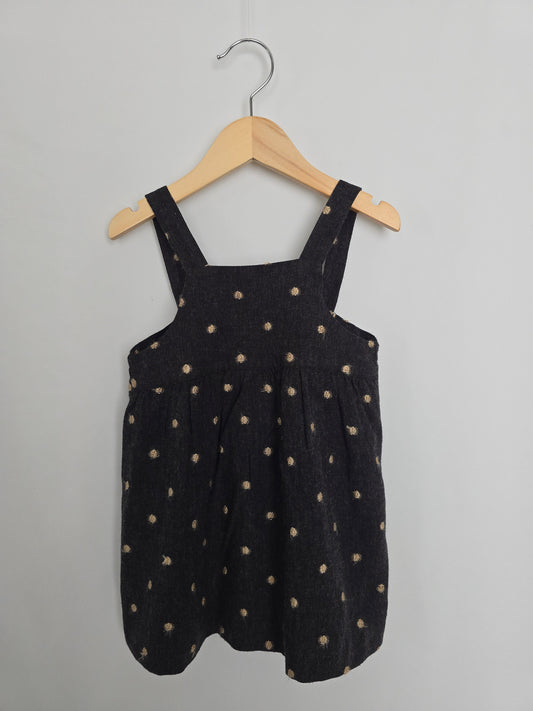 Zara Grey Polkadot Scrunch Back Jumper Dress • 2-3 years
