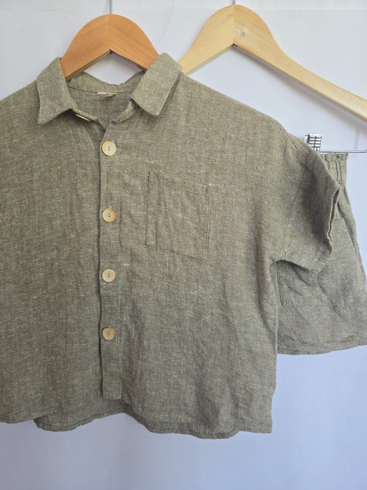 Rylee + Cru Olive Kelli Linen/Viscose Set • 8-9 years