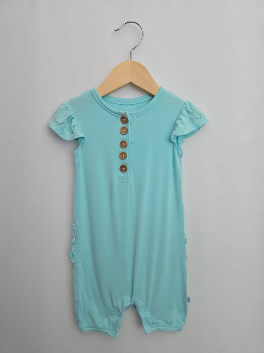 Posh Peanut Light Blue Ruffle Bum Shortie Romper • 12-18 months
