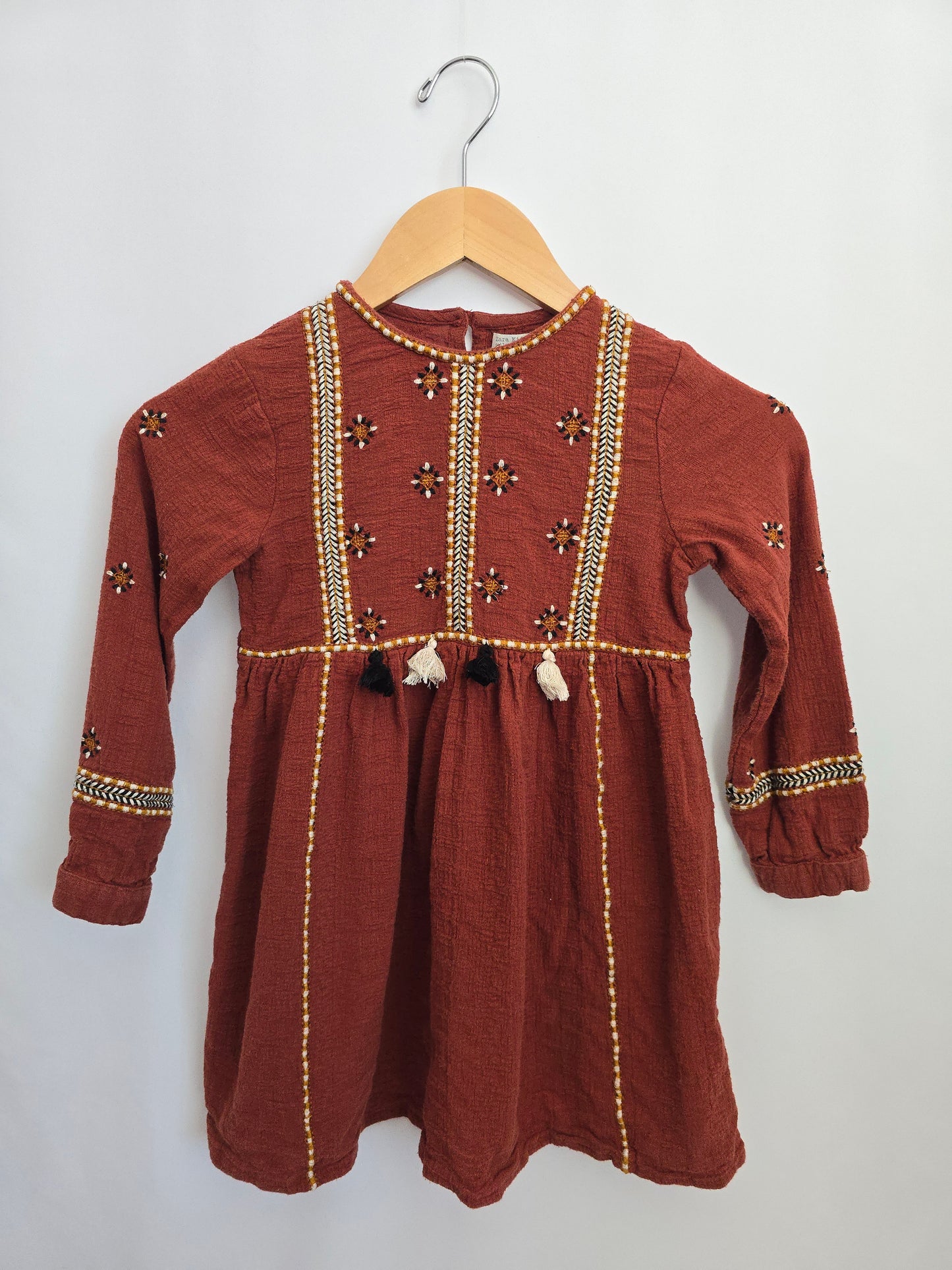 Zara Rust Brown Emroidered Dress • 7 years