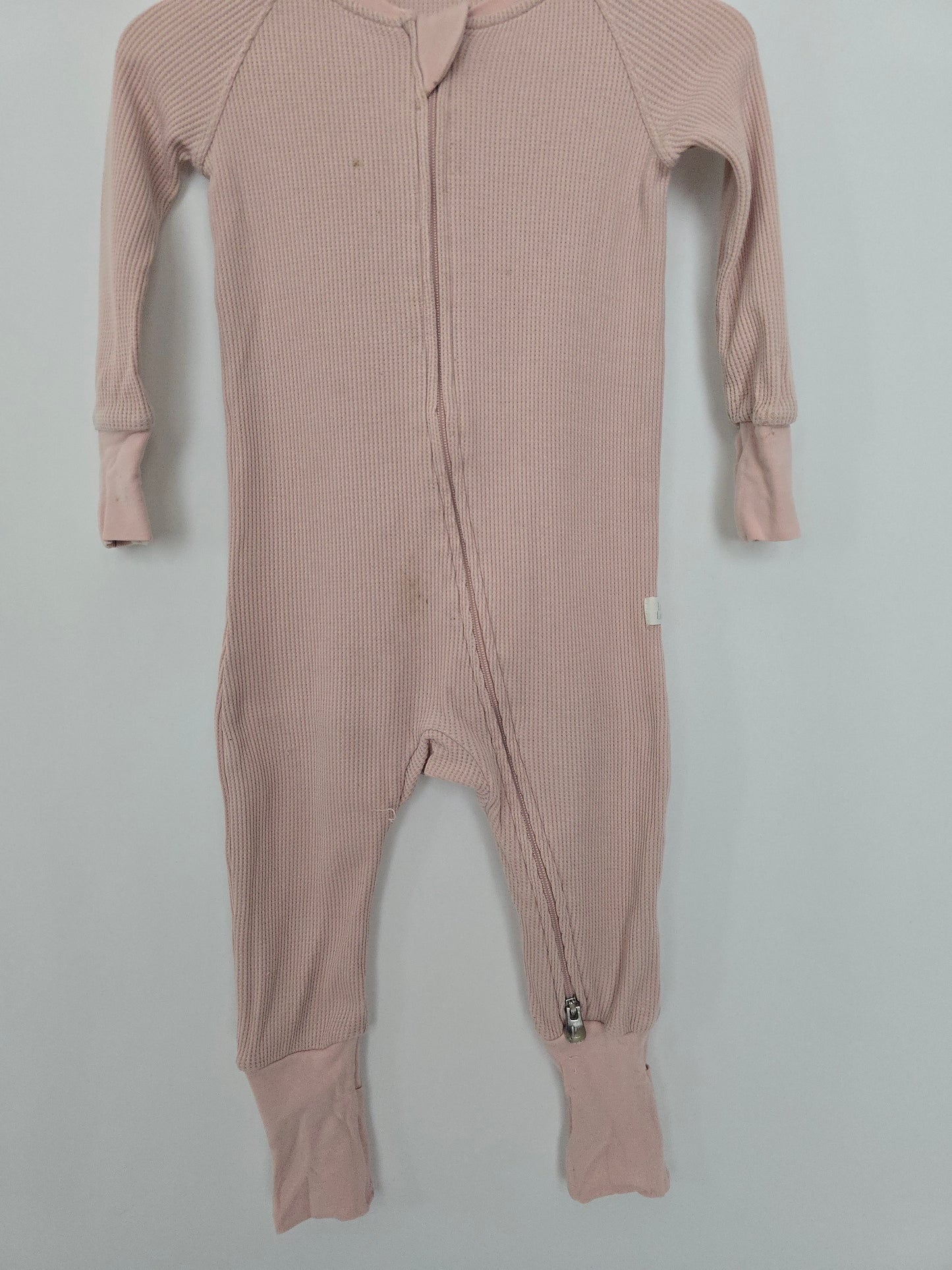 PLAYYY Loulou Lollipop Blush Waffle Zip Romper • 6-12 months