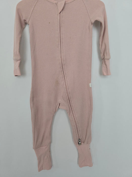 PLAYYY Loulou Lollipop Blush Waffle Zip Romper • 6-12 months