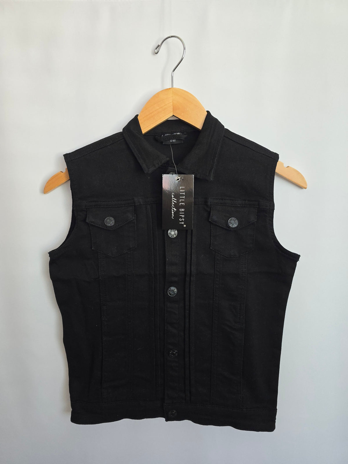 NEW Little Bipsy Black Denim Vest • 12-18 months
