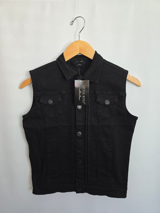 NEW Little Bipsy Black Denim Vest • 12-18 months
