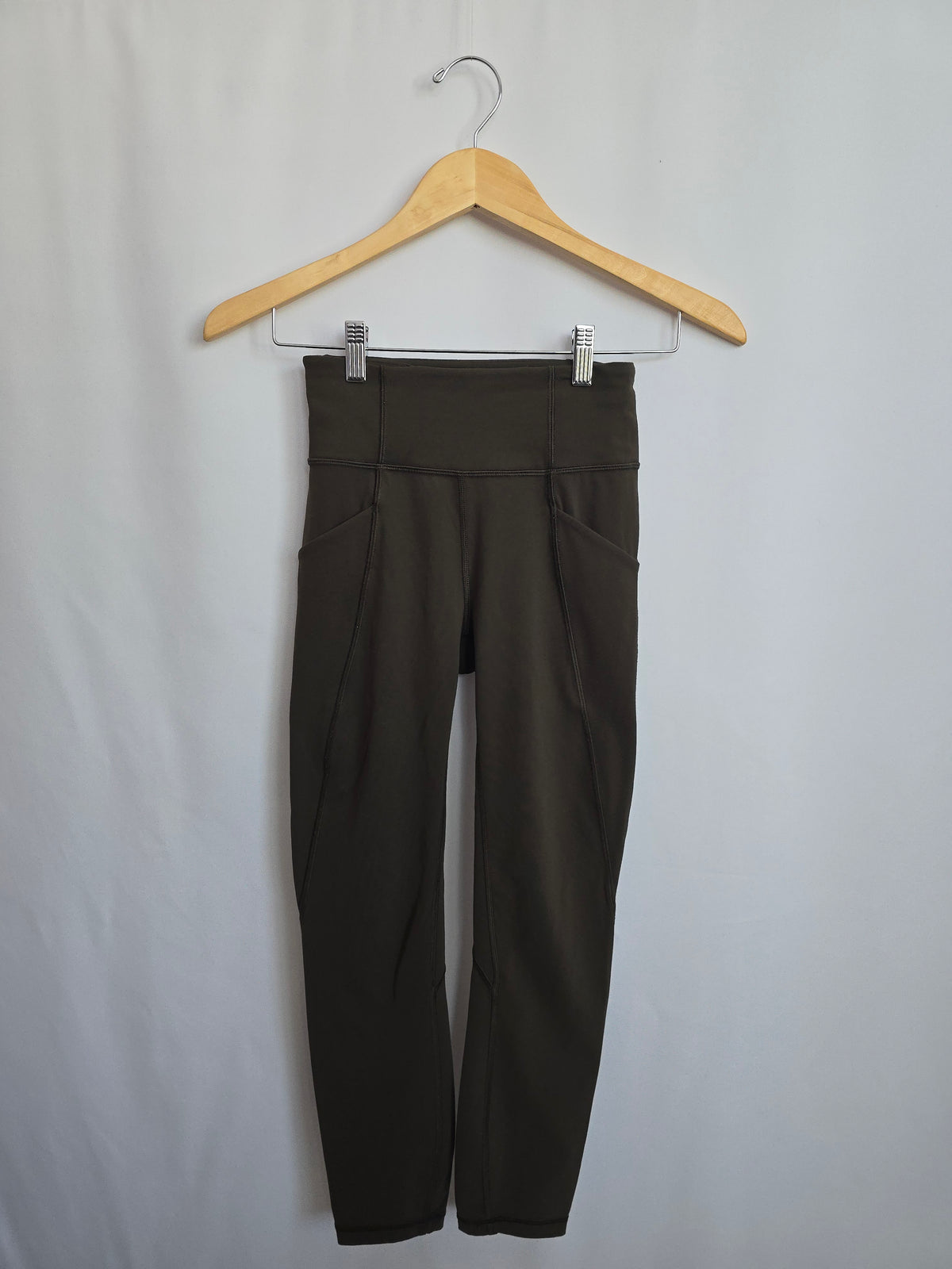 Lululemon Dark Olive Time To Sweat Crop 23" • Small 2