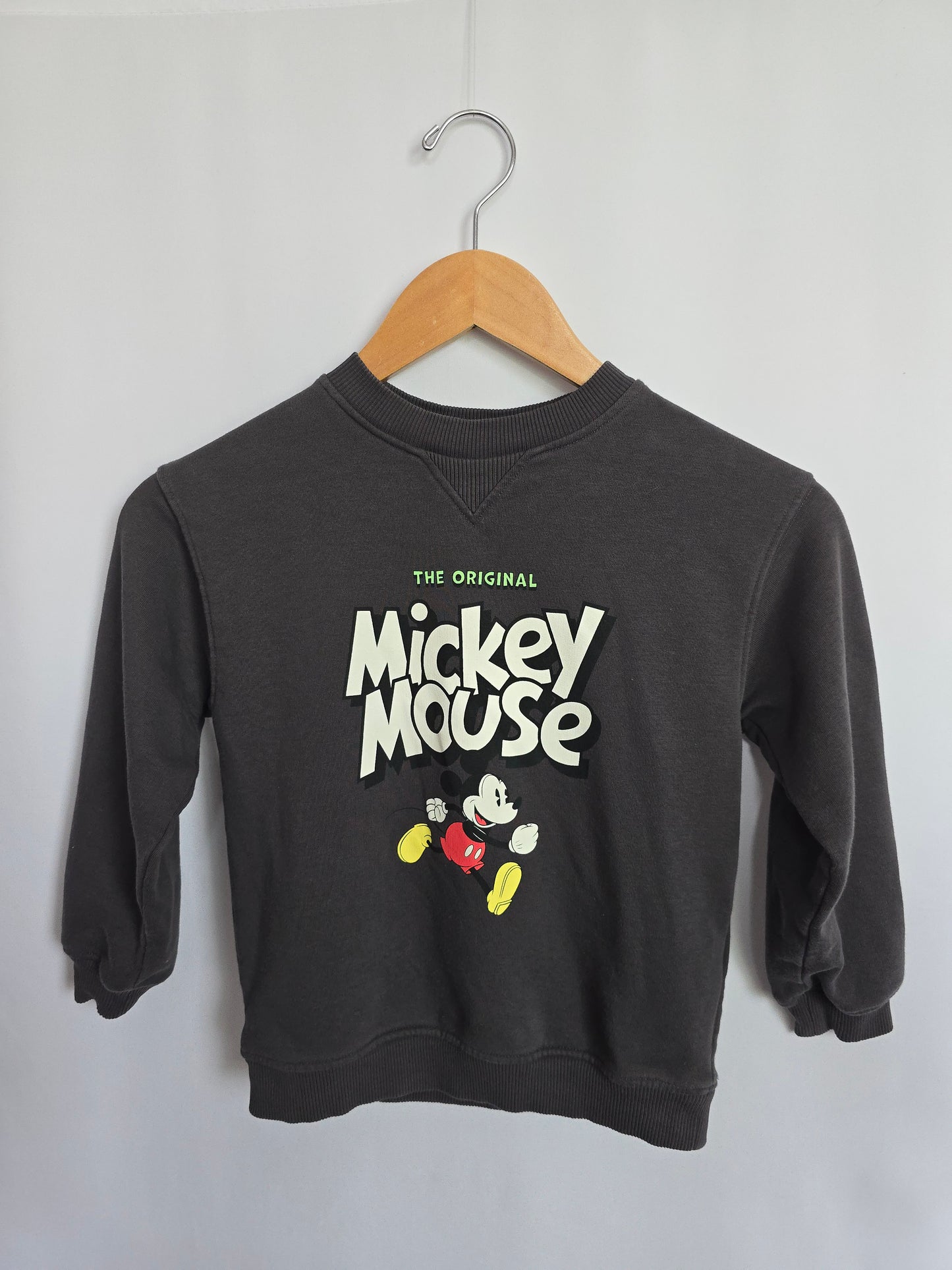 H&M Mickey Mouse Grey Crewneck • 6-7 years