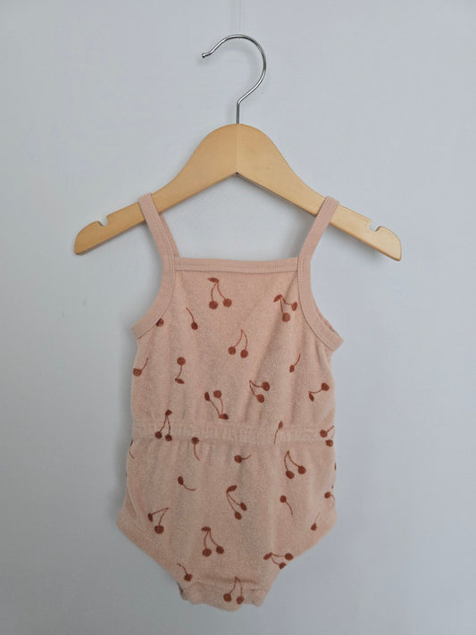 Quincy Mae Cherries Terry Tank Romper • 6-12 months