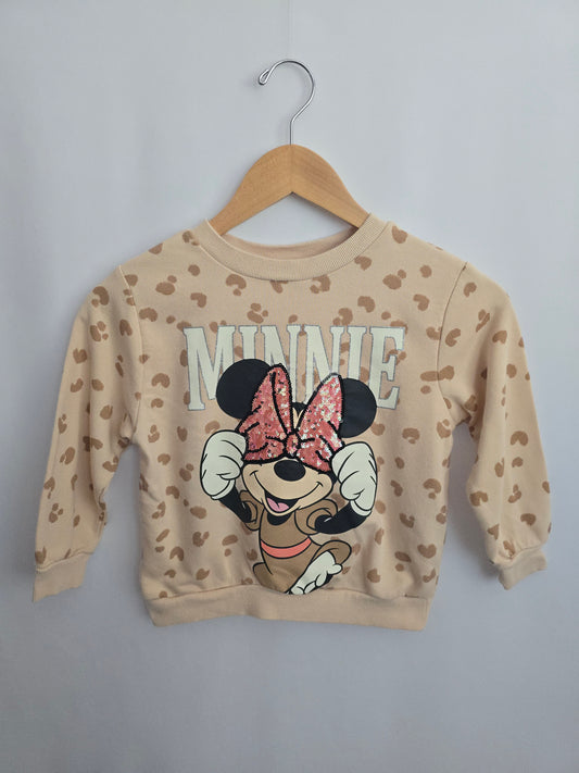 H&M Leopard Sequins Minnie Crewneck • 4-6 years