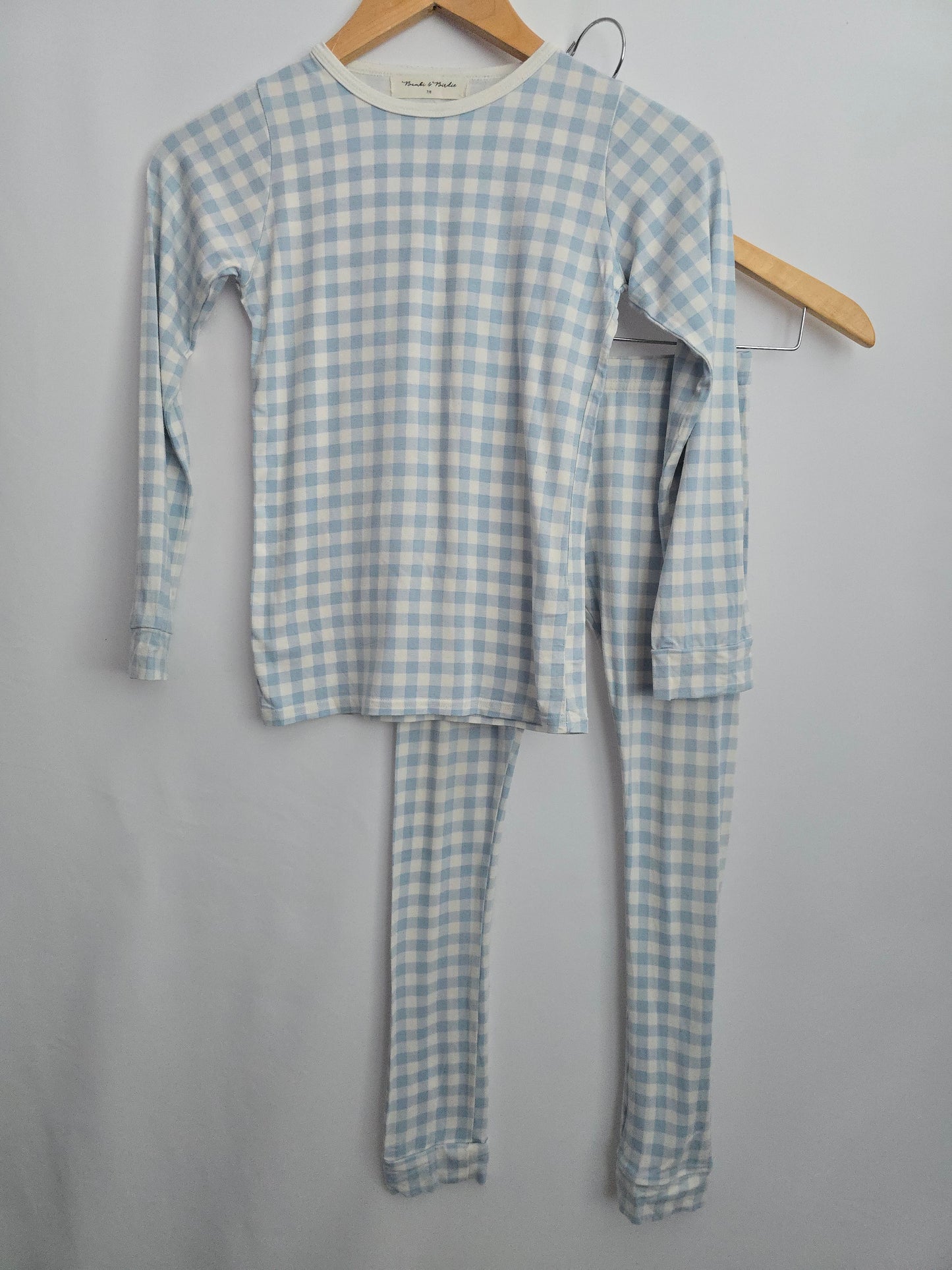 Bambi & Birdie Blue Gingham Pajama Set • 7-8 years