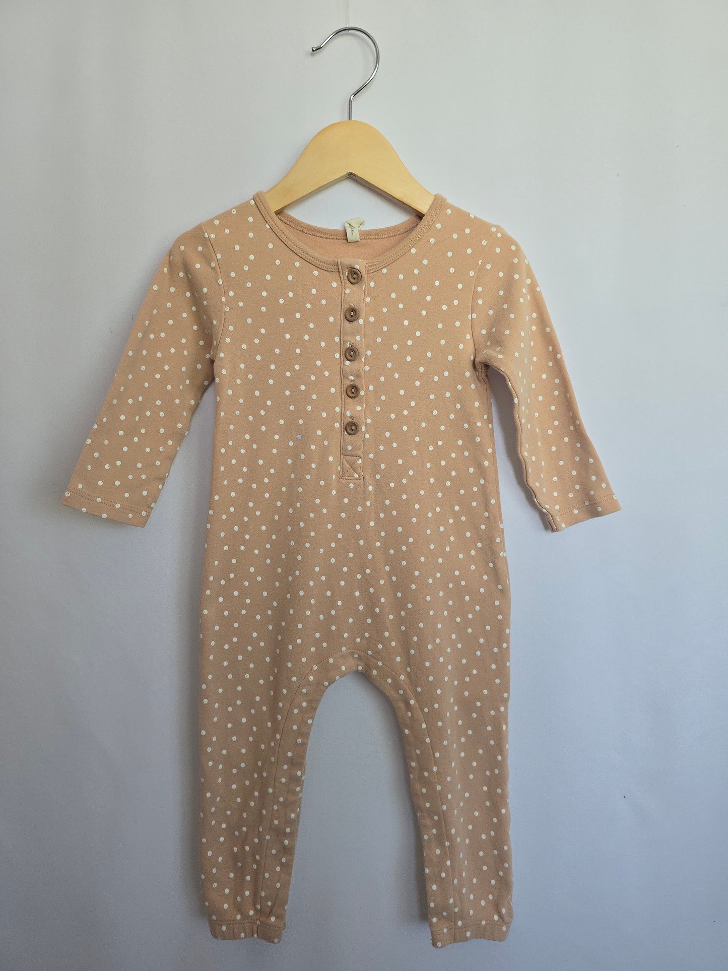 Quincy Mae Peach Polkadot Romper *flaw* • 18-24 months