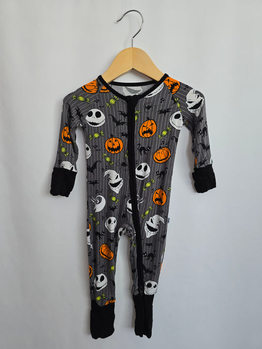 Little Sleepies x Jack Skellington Zip Romper • 0-3 months