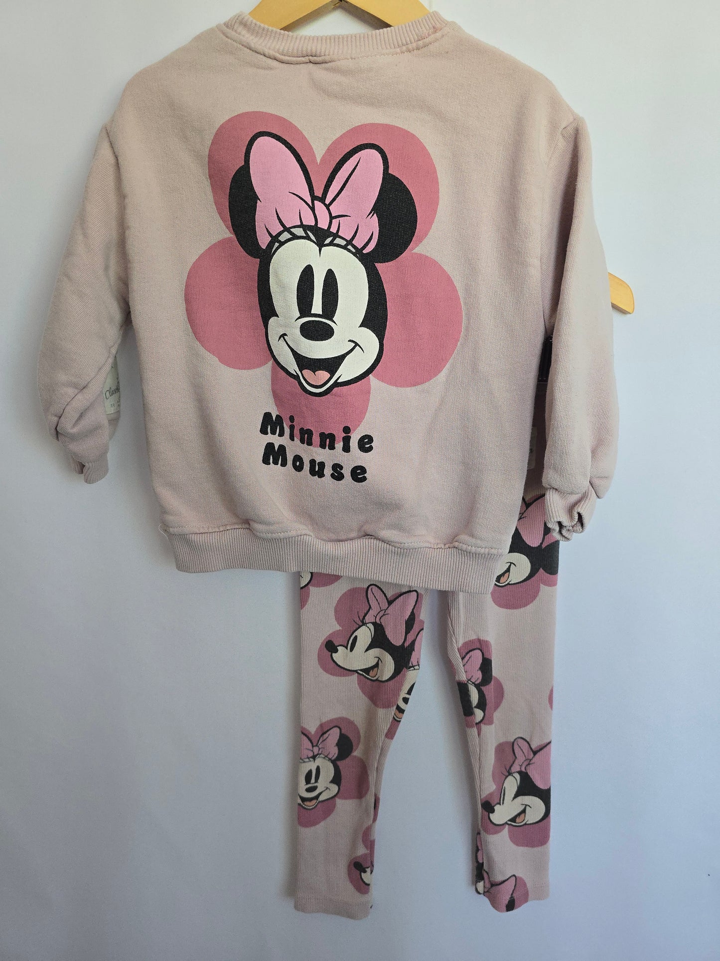 PLAY Zara Pink Minnie Crewneck & Leggings Set • 3-4 years