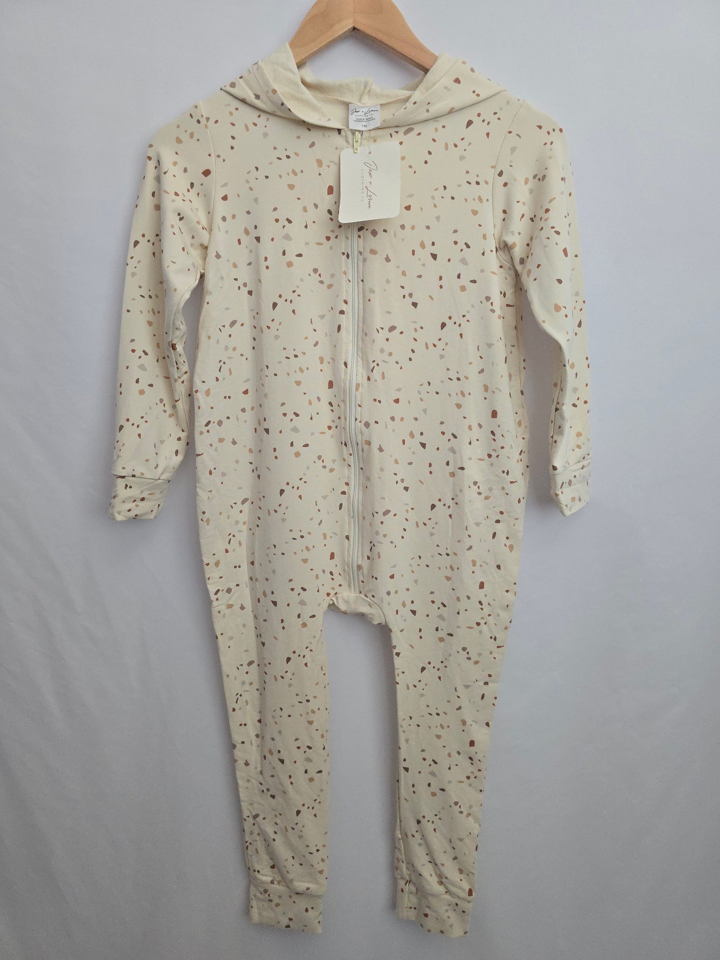 NEW Jax & Lennon Terrazo Hooded Zip Romper • Youth Medium 8-9 years