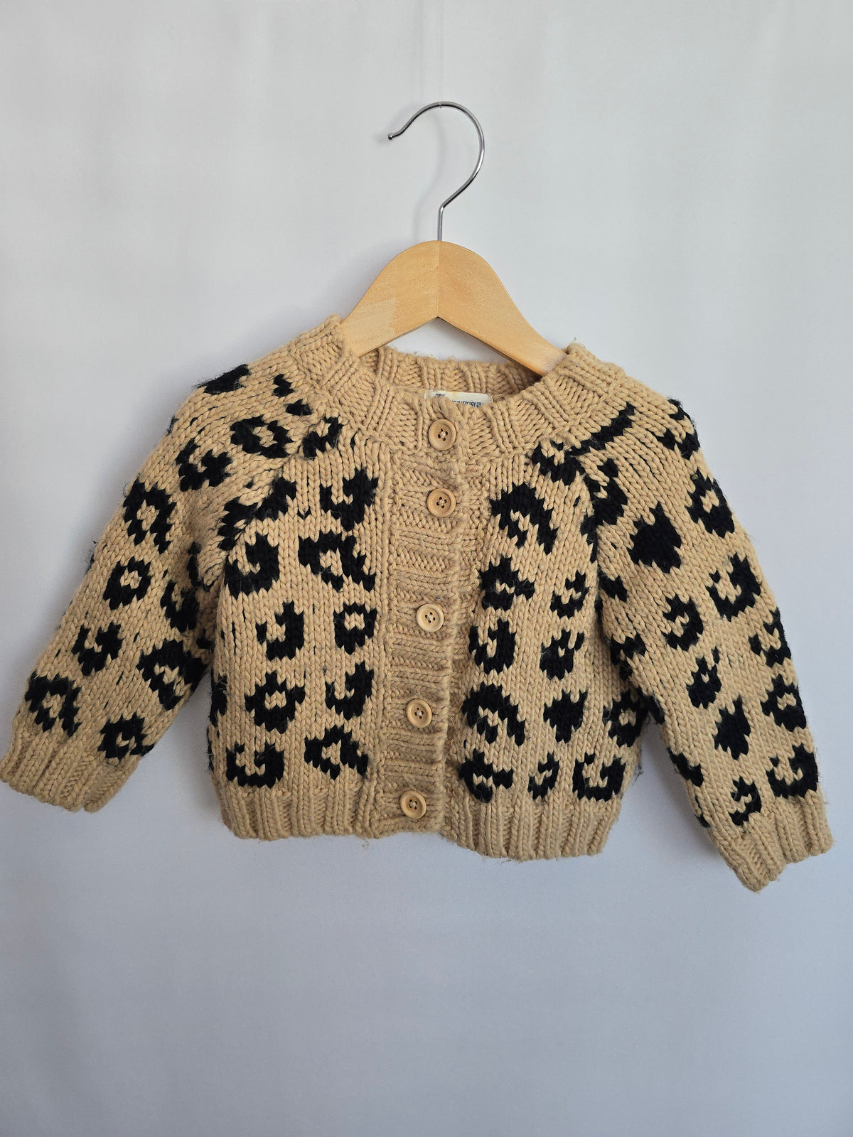 Blueberry Hill Leopard Spot Chunky Knit Cardigan • 12-24 months