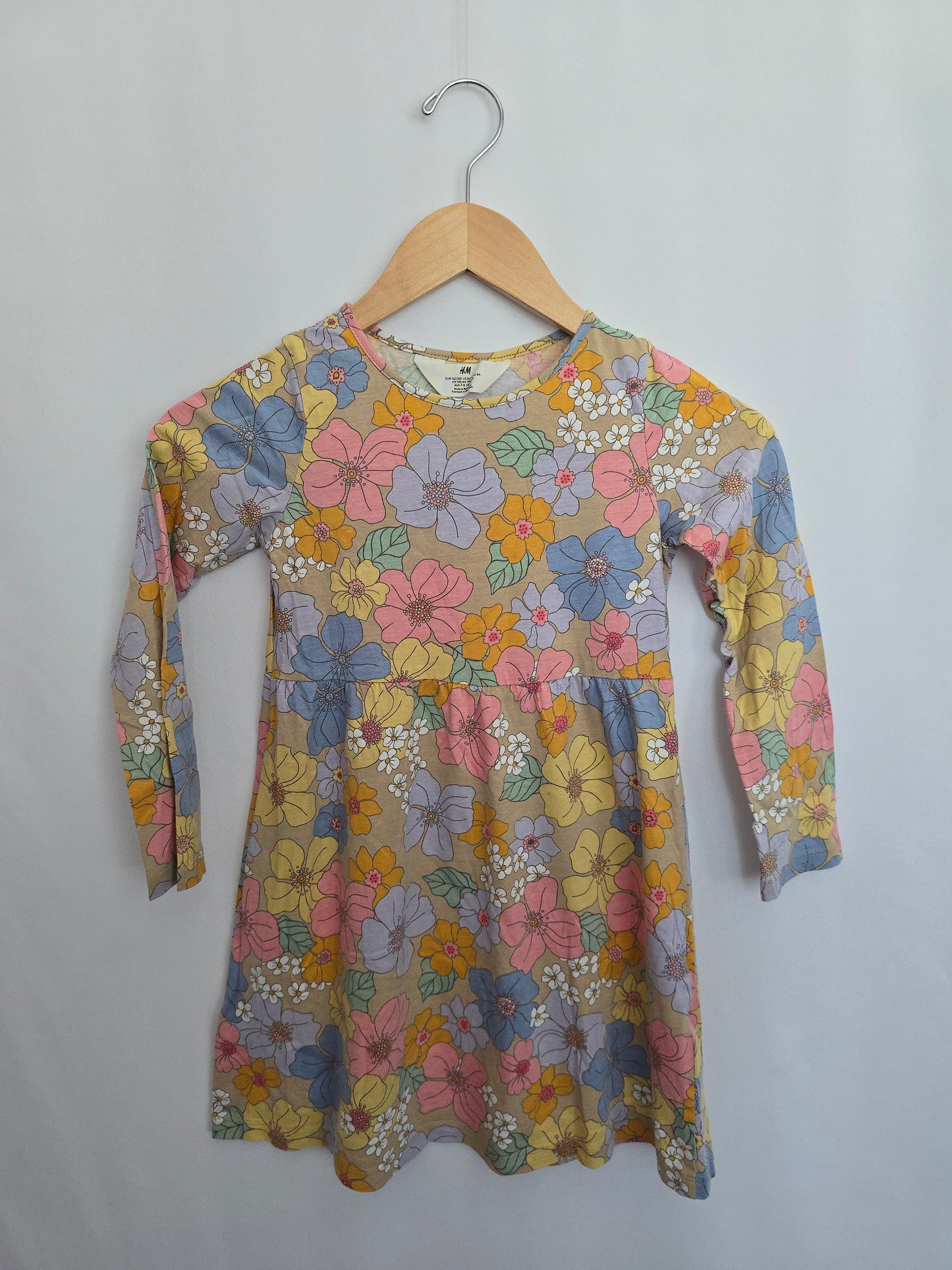 H&M Boho Floral Long Sleeve Dress • 6-8 years