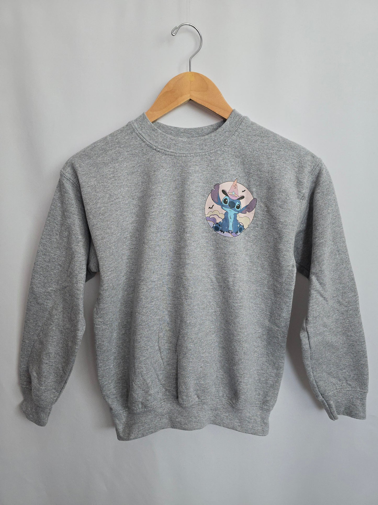 Small Shop Stitch Stitch Witch Grey Crewneck • 7-8 years